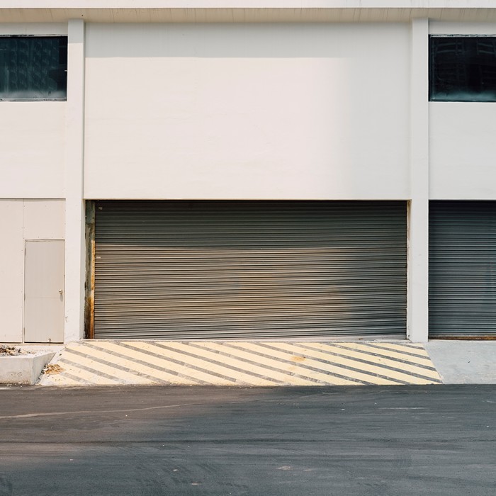 Professional technician performing maintenance on a garage door